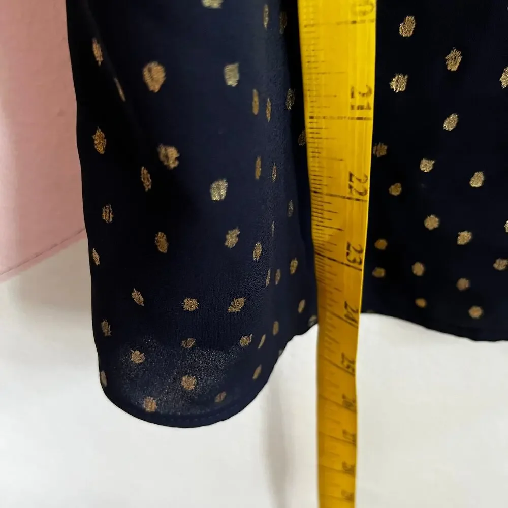 Zara Navy Gold Polka Dot Ruffle Tank Top Y2K Coquette Glam Academia‎ XS